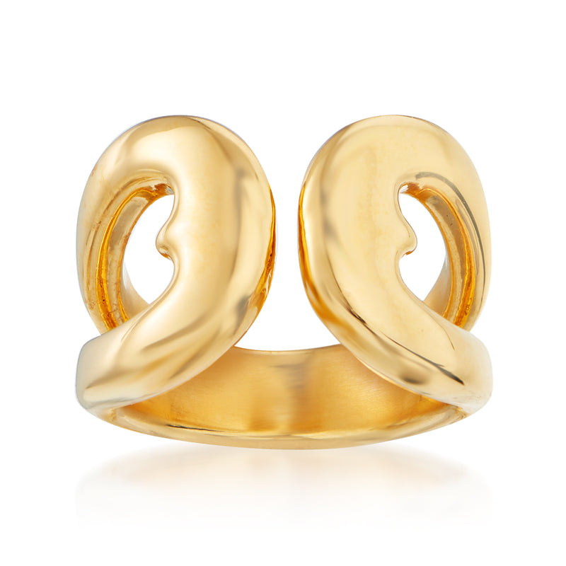 Italian Andiamo 14kt yellow-gold heart cutout open-space ring, polished band
