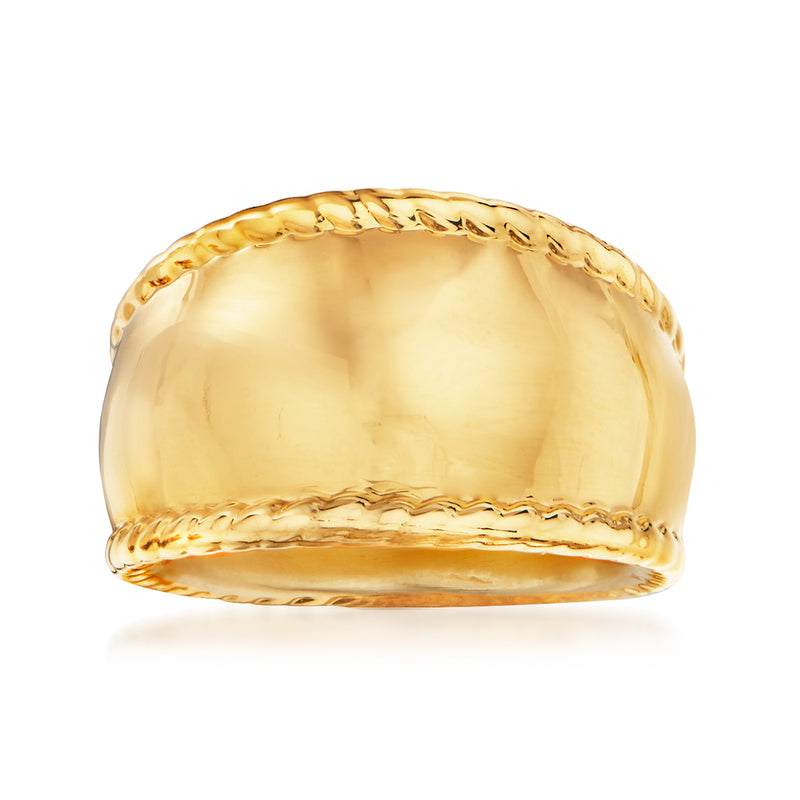 Andiamo yellow-gold over resin rope-frame ring, domed oval band with twisted edge