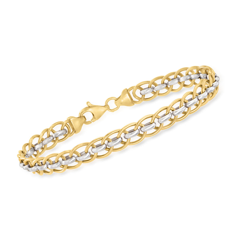 Two-tone gold and silver multi-link bracelet with clasp