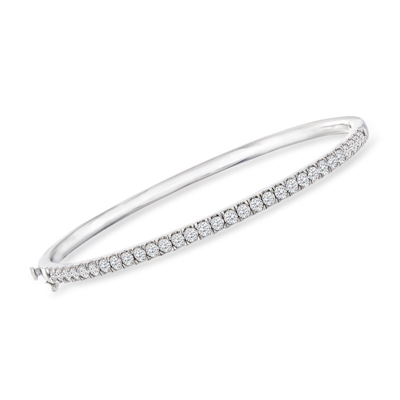 14kt white gold diamond bangle bracelet with pavé-set diamonds