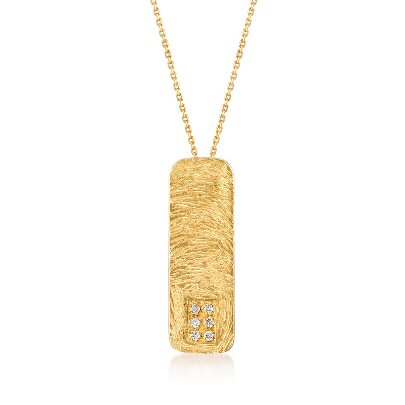 18kt gold over sterling necklace with diamond vertical bar pendant and link chain
