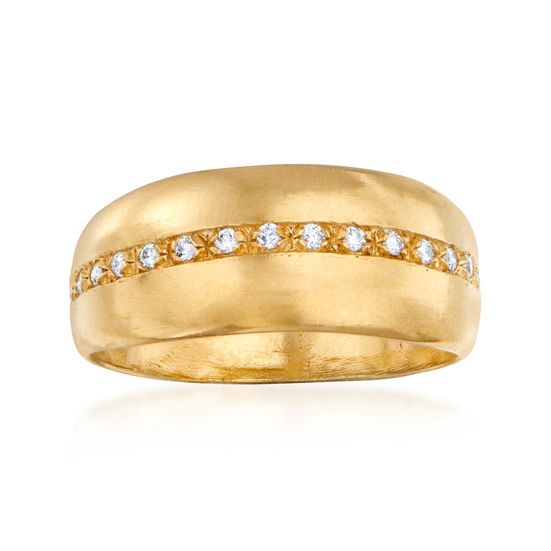 18kt gold over sterling diamond band ring with round stones across the top