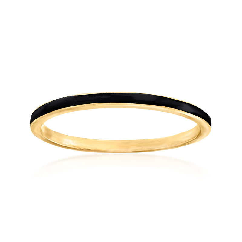 Black enamel band ring with 18kt gold over sterling finish