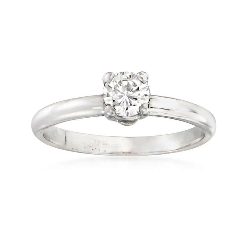 Diamond solitaire ring in white gold with round center stone