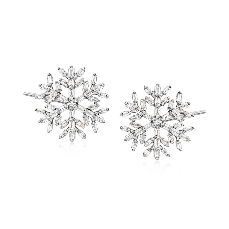Diamond snowflake post earrings in sterling silver