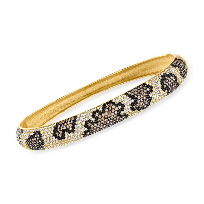 18kt gold over sterling leopard-print CZ bangle bracelet