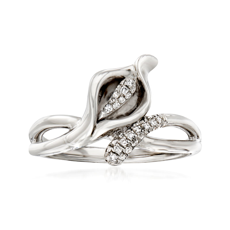 Sterling silver Lily diamond ring with .10 ct total weight and ribbon setting