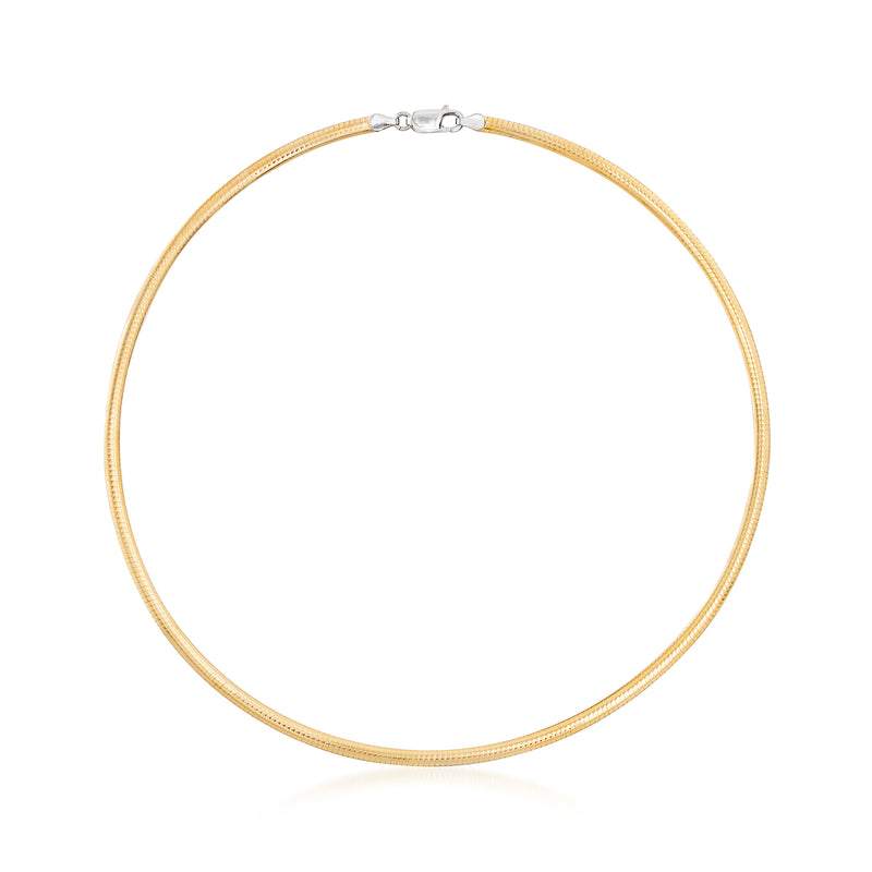 Reversible omega necklace in gold-tone sterling silver, thin omega links, clasp