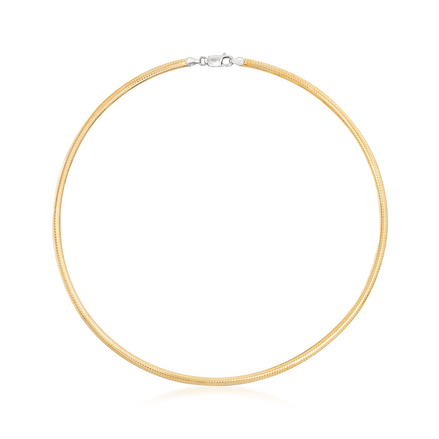 Italian 4mm 18kt Gold Over Sterling and Sterling Silver Reversible Omega Necklace