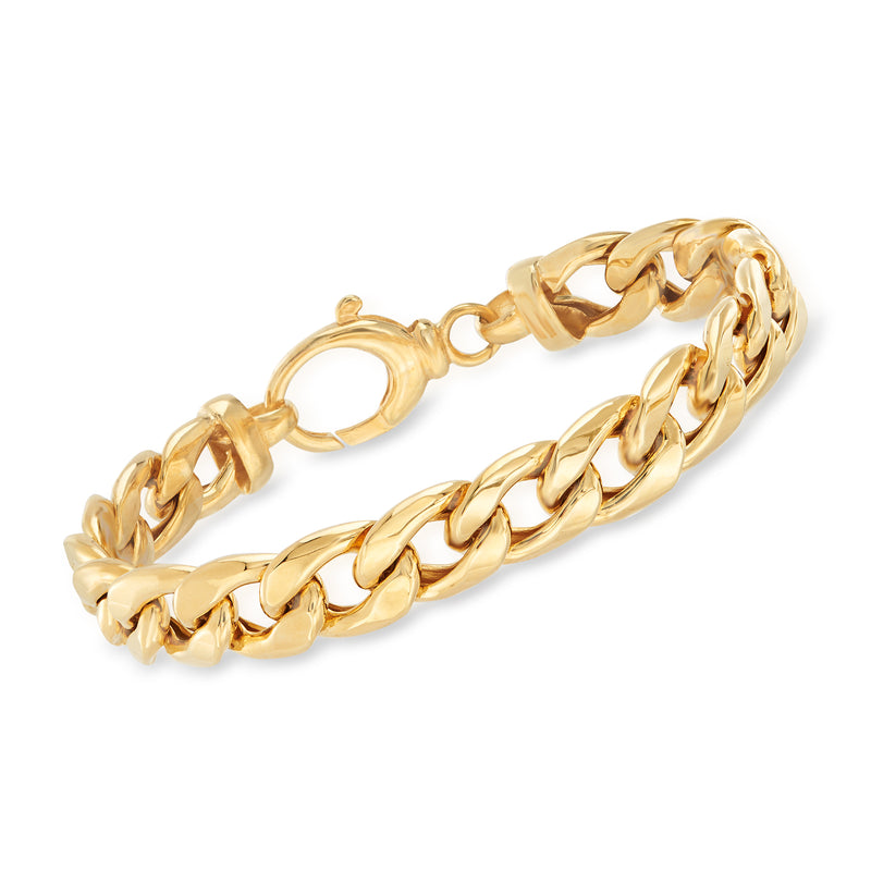 Gold over sterling curb-link bracelet with polished oval links and secure clasp