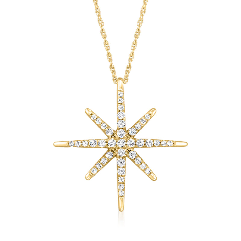 Diamond star pendant necklace in 14kt yellow gold