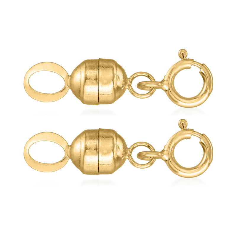 14kt yellow gold magnetic clasp converter set, small barrel clasps with loop rings