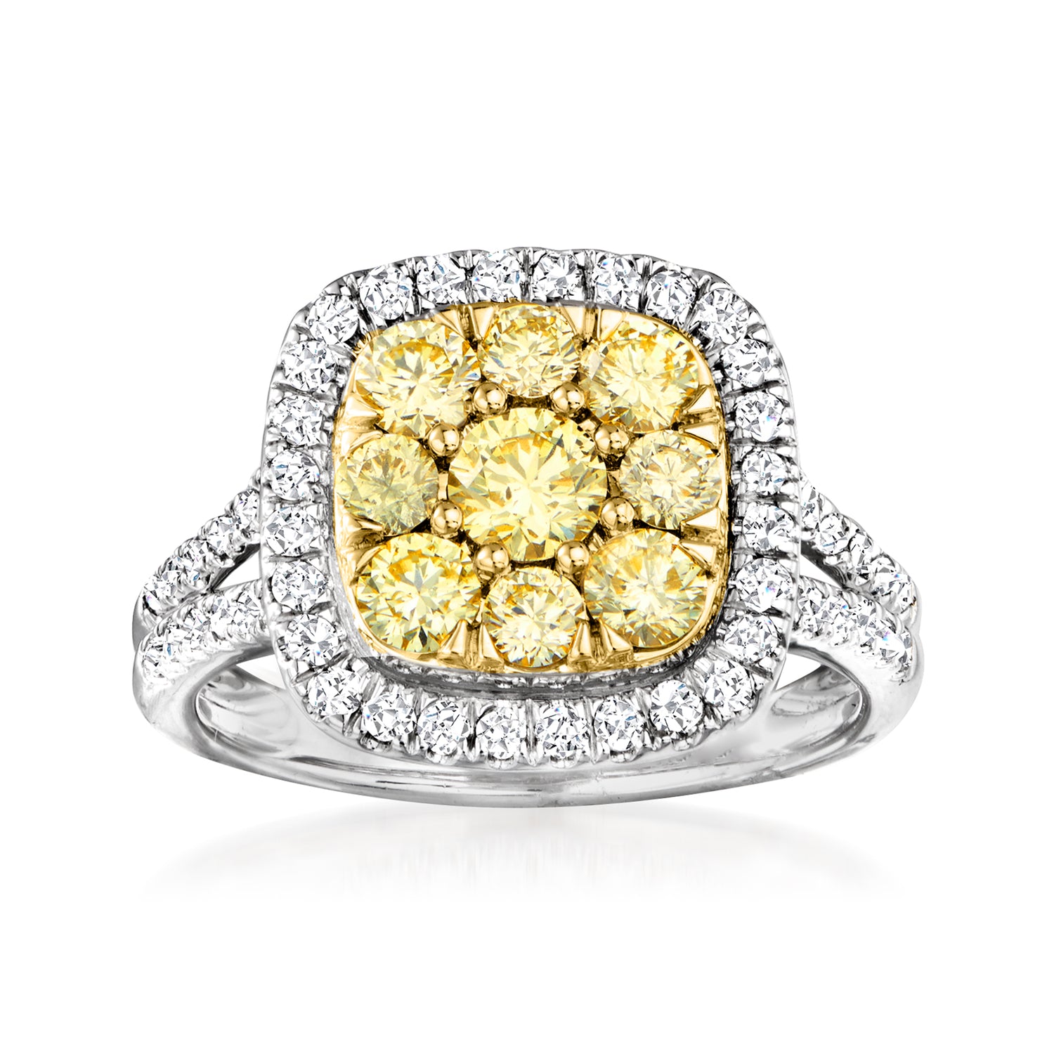 1.50 ct. t.w. Yellow and White Diamond Ring in 14kt Two-Tone Gold