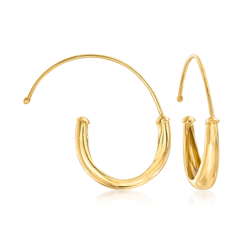 14kt yellow gold half-hoop earrings, polished open ring with earwire