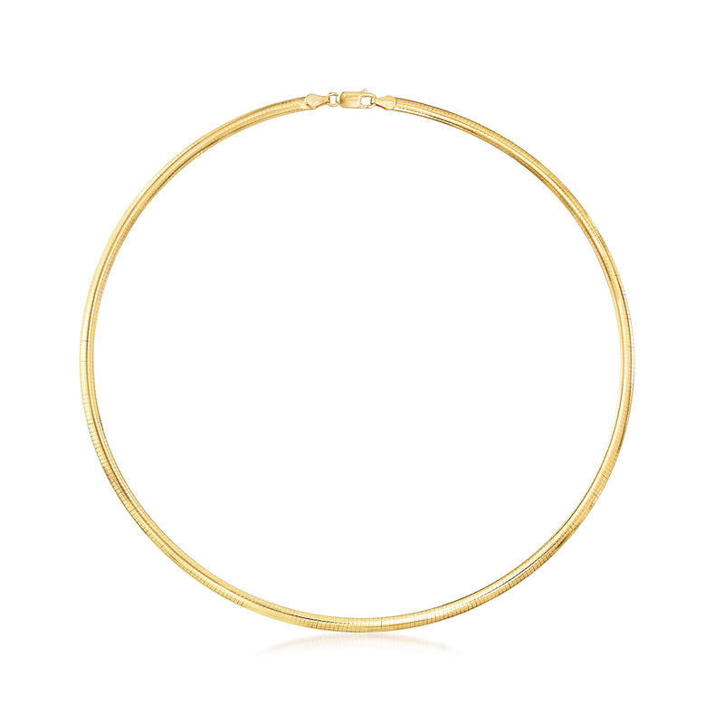 Gold over sterling omega necklace, round link chain with clasp
