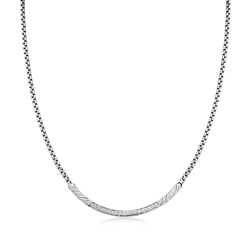 ALOR Classique diamond stainless steel necklace with white gold accent