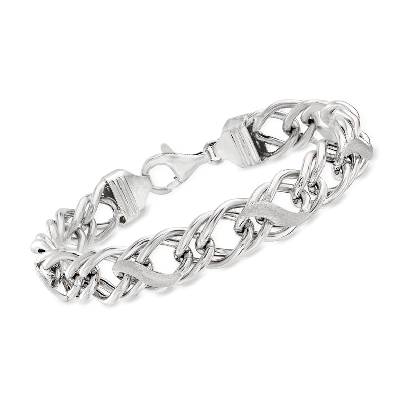 Sterling silver multi-link bracelet with mixed chain links and lobster clasp
