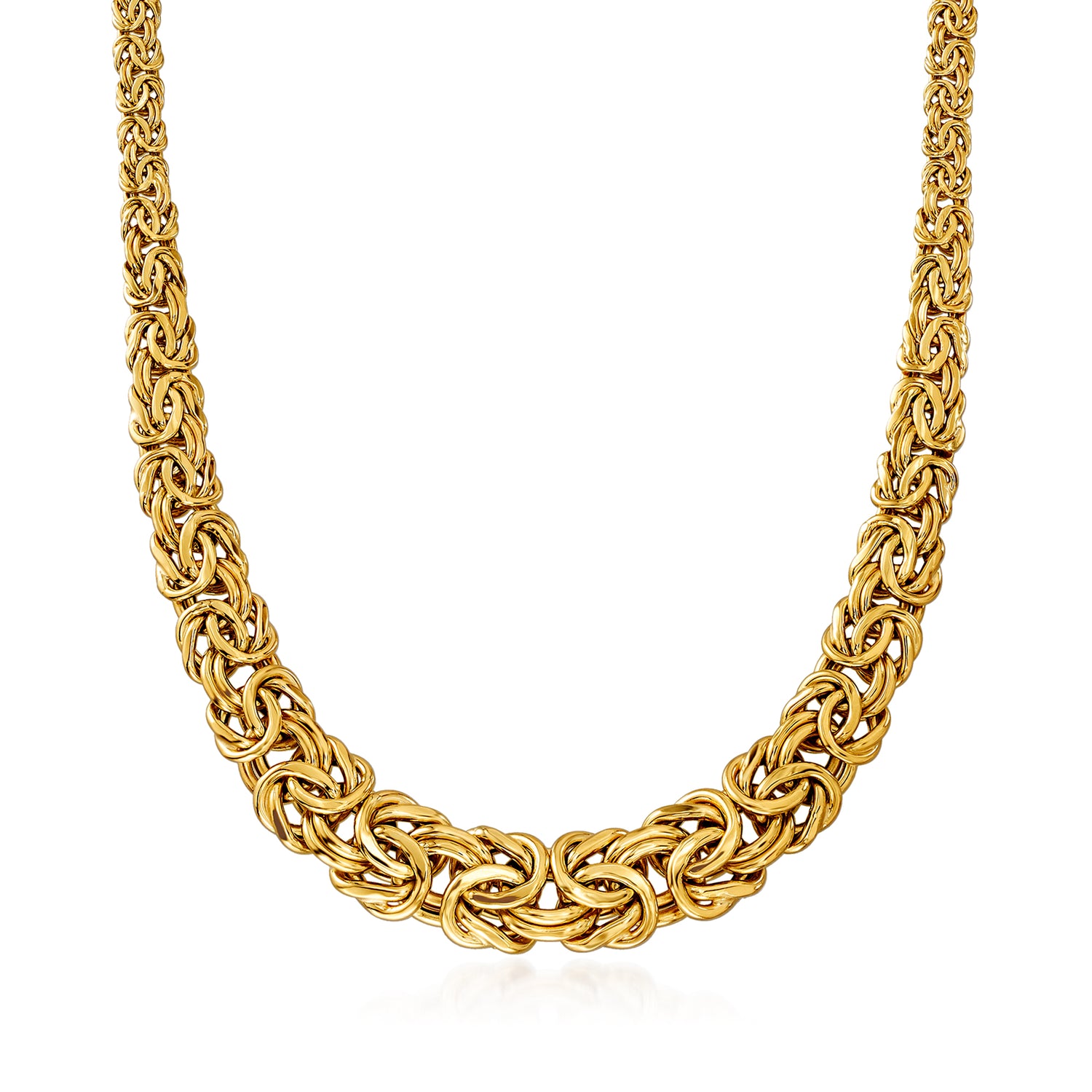18kt Yellow Gold Graduated Byzantine Necklace