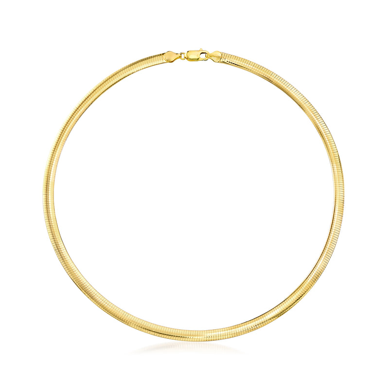 18kt gold over sterling omega necklace, round gold-tone links with clasp