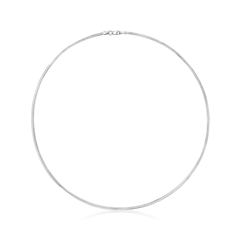 Italian sterling silver omega necklace, thin 2mm chain, round link