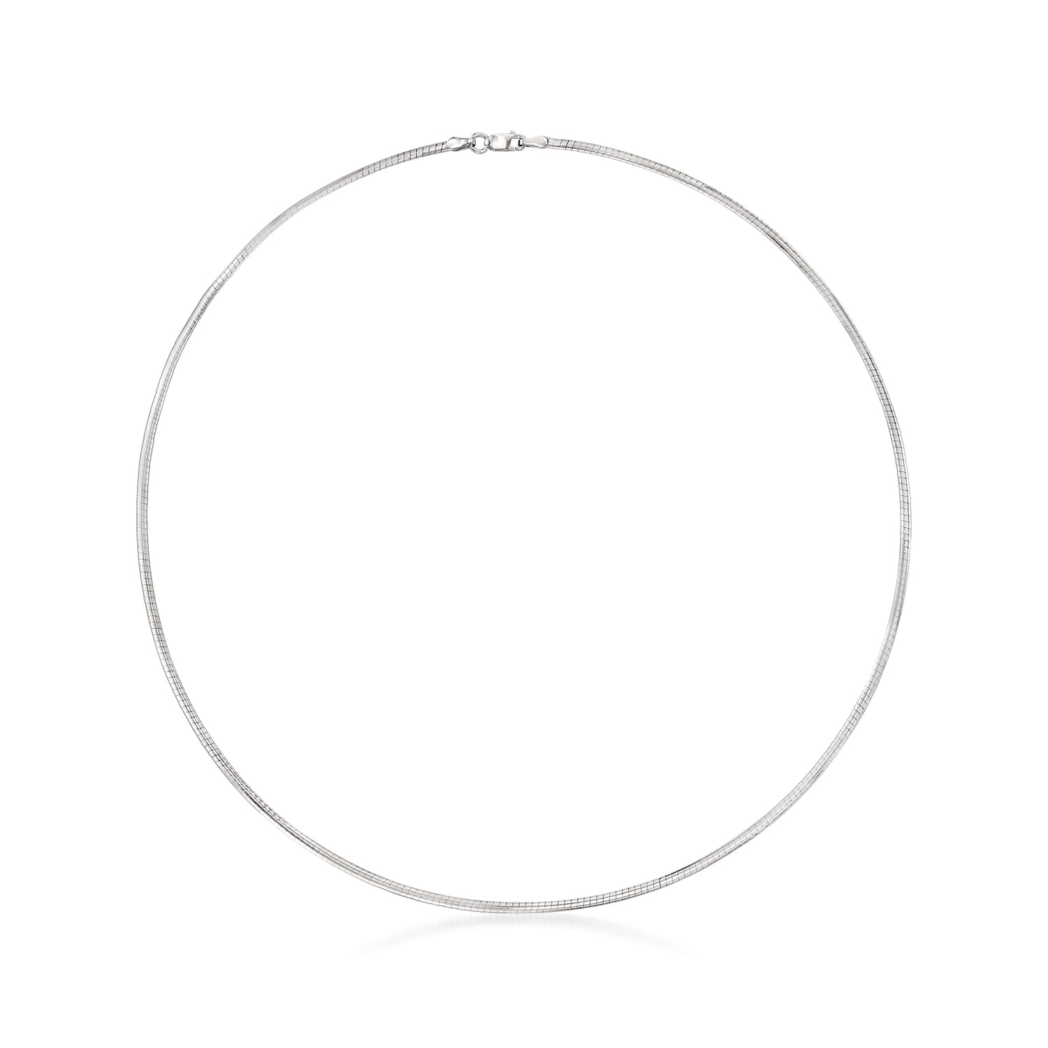 Italian 2mm Sterling Silver Omega Necklace