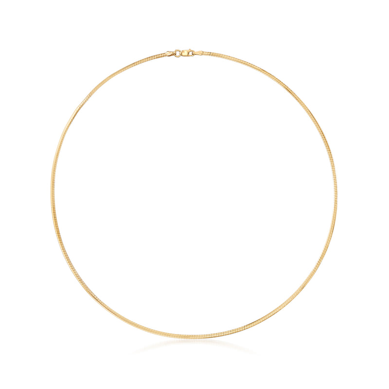 18kt gold over sterling omega necklace, slim round link chain