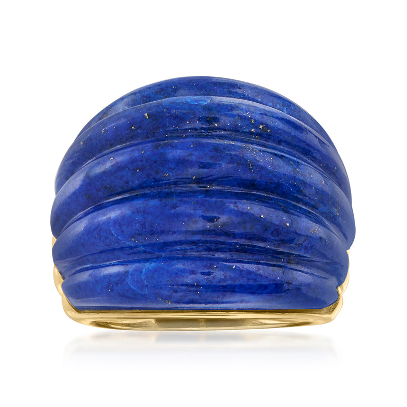 Lapis dome ring with deep blue stone and 18kt gold over sterling band