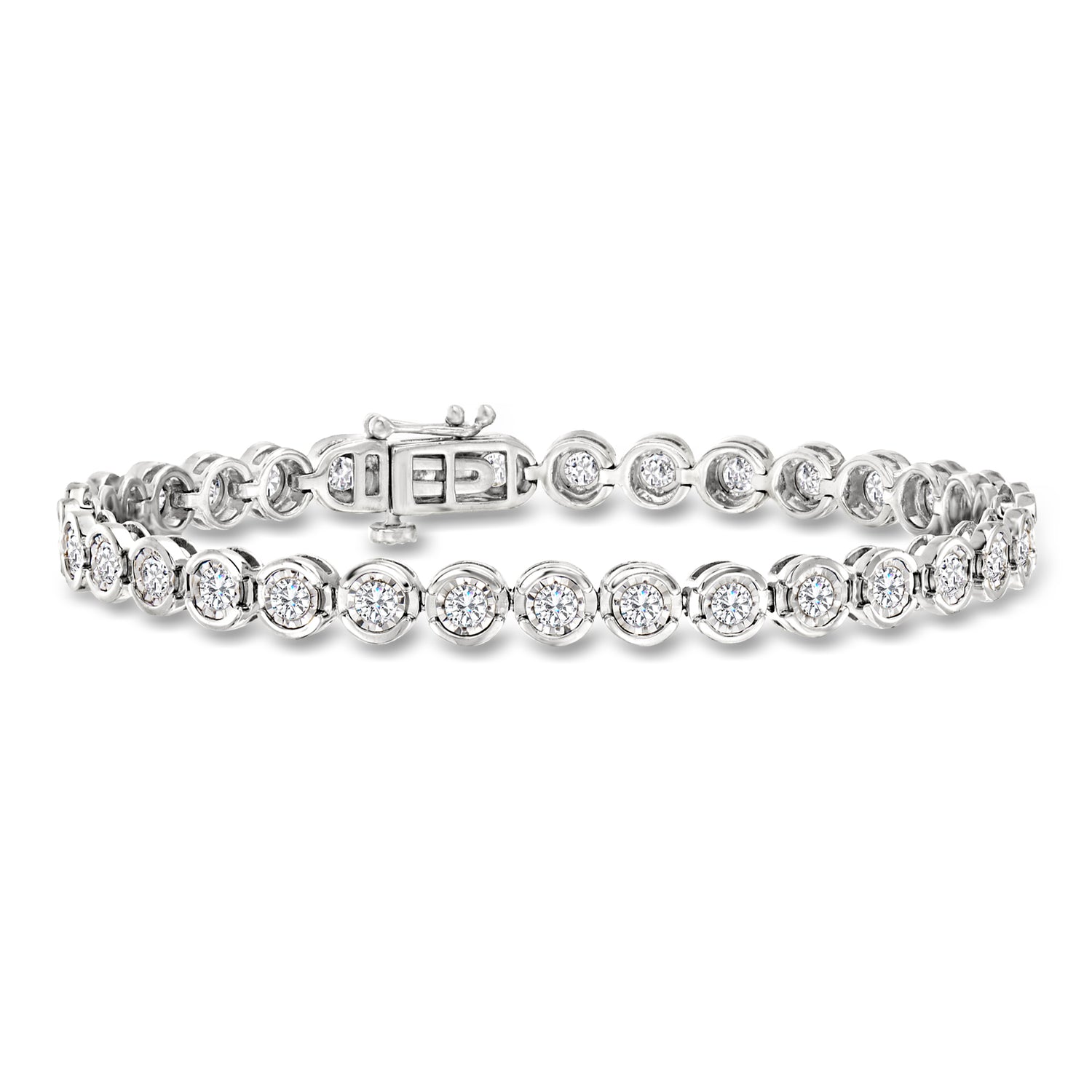 3.00 ct. t.w. Bezel-Set Diamond Tennis Bracelet in Sterling Silver