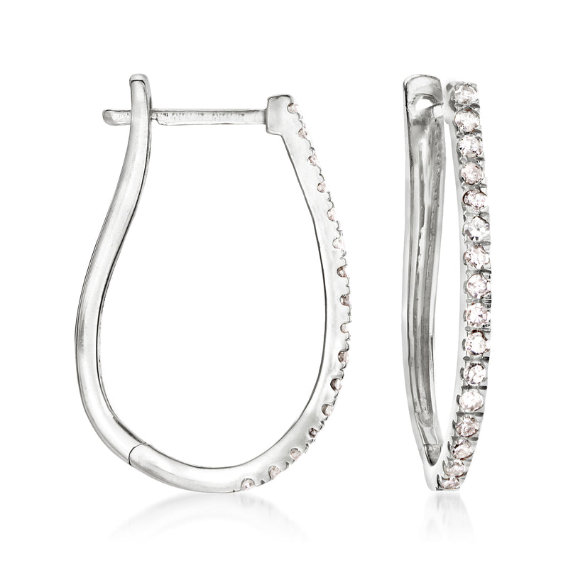 Sterling silver hoop earrings with diamond accents