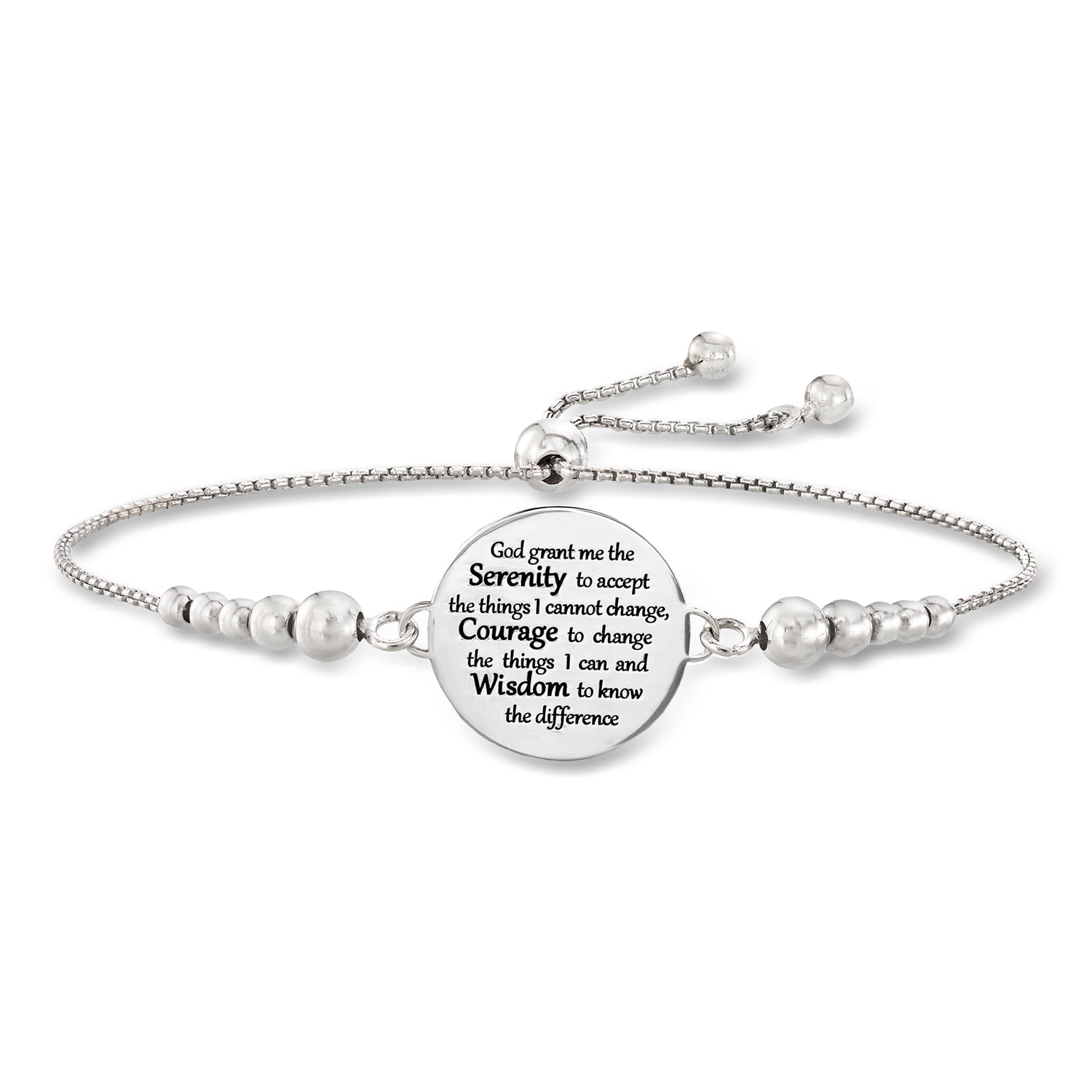 Italian Sterling Silver "Serenity Prayer" Bolo Bracelet