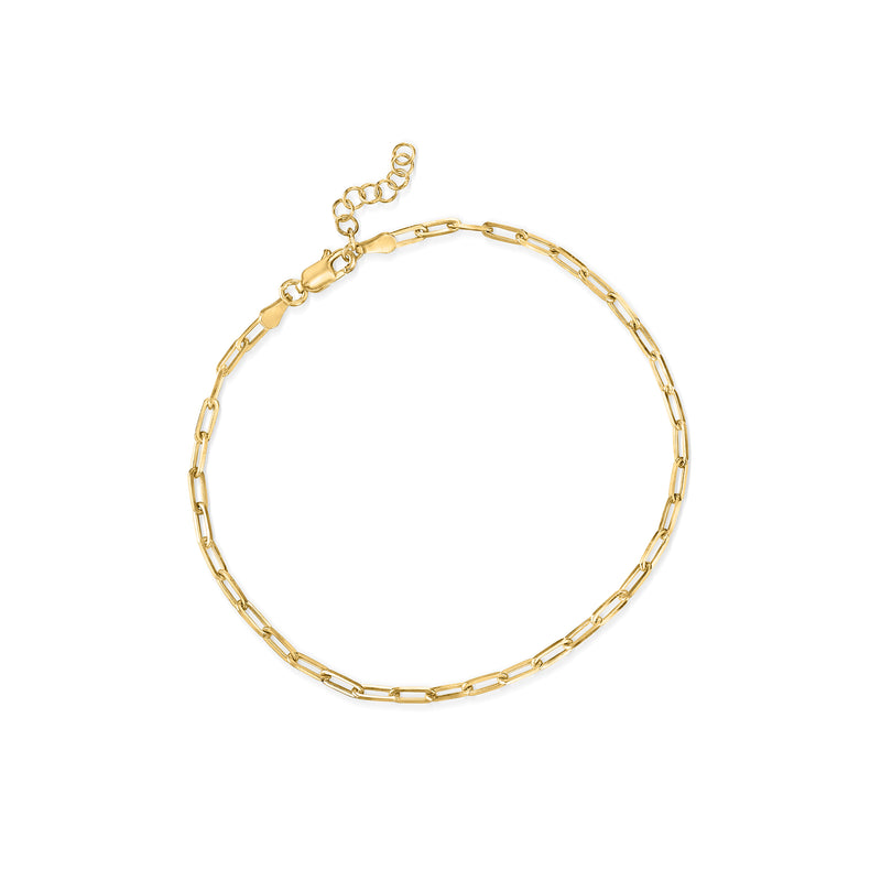 Gold over sterling paper clip link anklet with lobster clasp