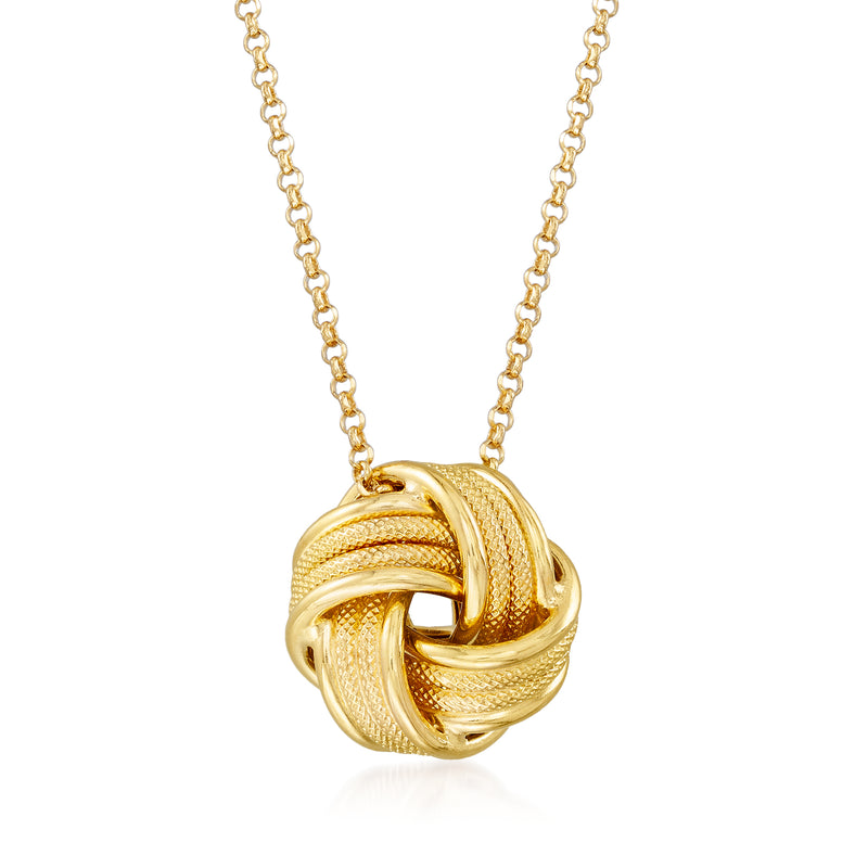 18kt gold over sterling love knot necklace with gold-tone knot pendant