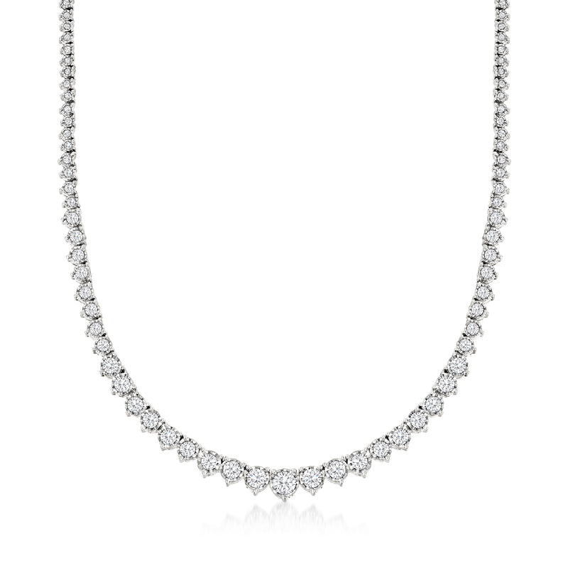 Graduated diamond tennis necklace, sterling silver with linked sparkle stones