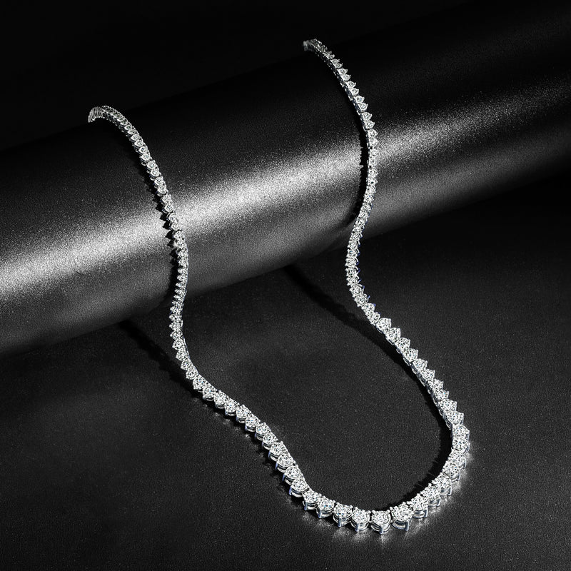 Graduated diamond tennis necklace in sterling silver