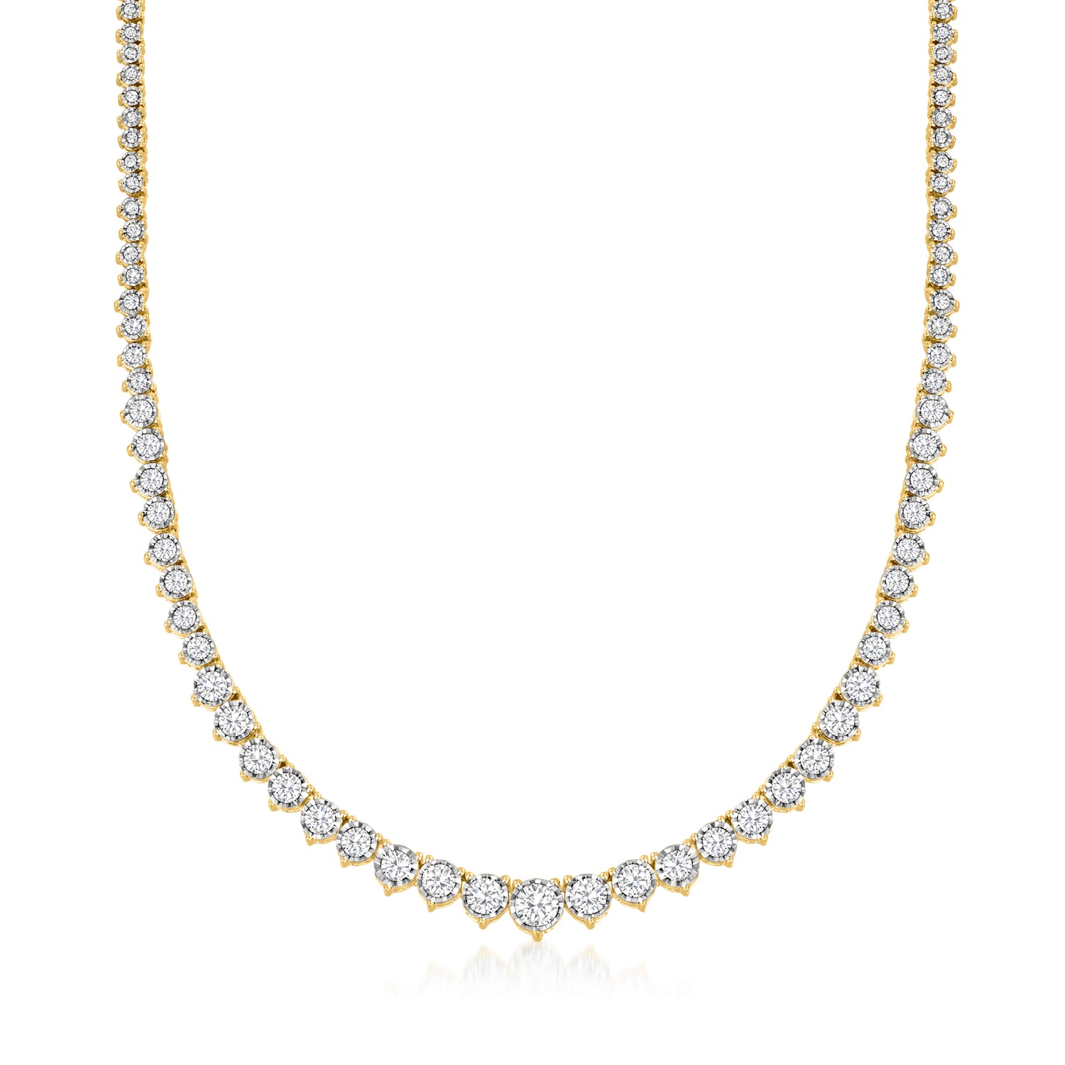 5.00 ct. t.w. Diamond Graduated Tennis Necklace in 18kt Gold Over Sterling