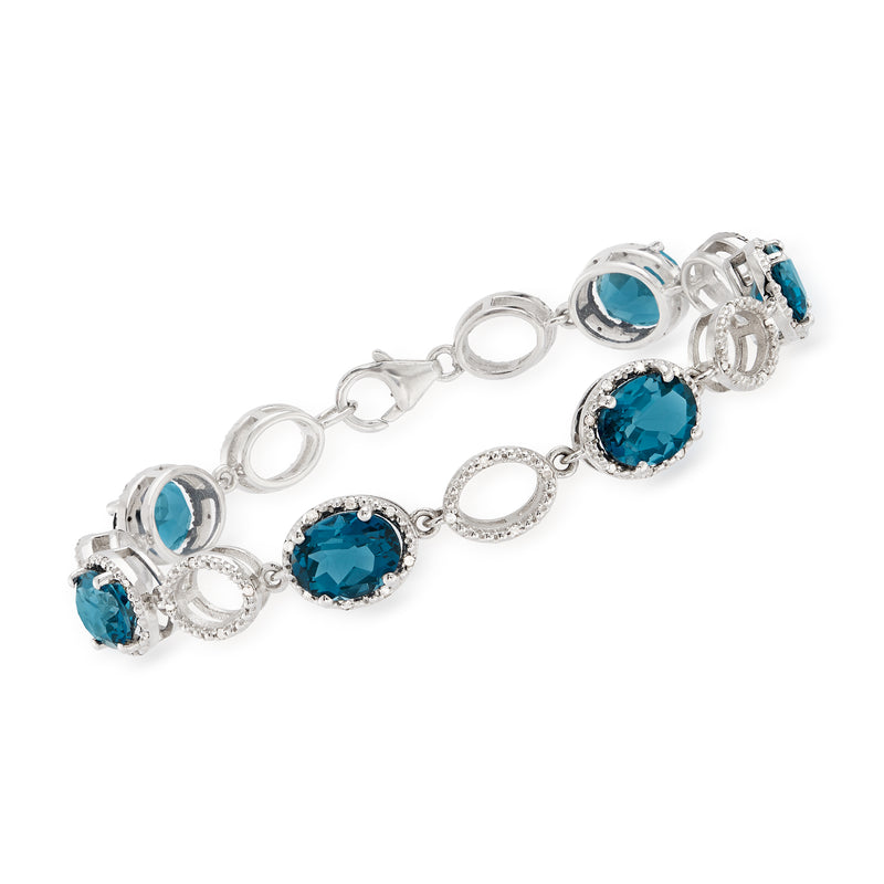 Sterling silver bracelet with blue London topaz and small diamond accents