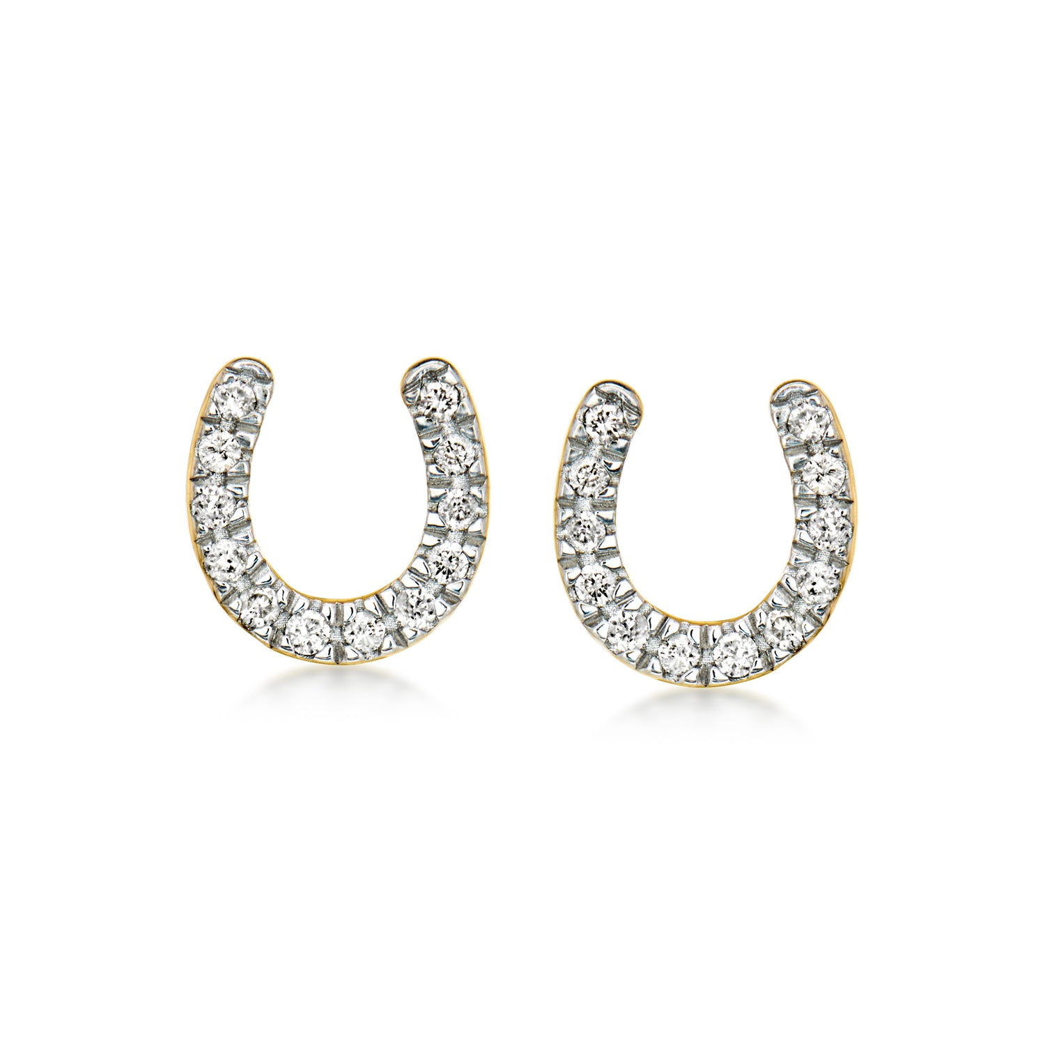 .10 ct. t.w. Diamond Horseshoe Stud Earrings in 18kt Gold Over Sterling