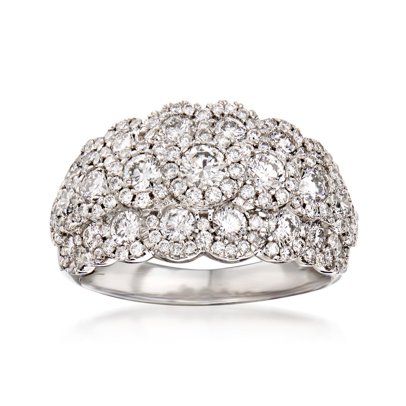 Diamond ring in 14kt white gold with domed pavé setting