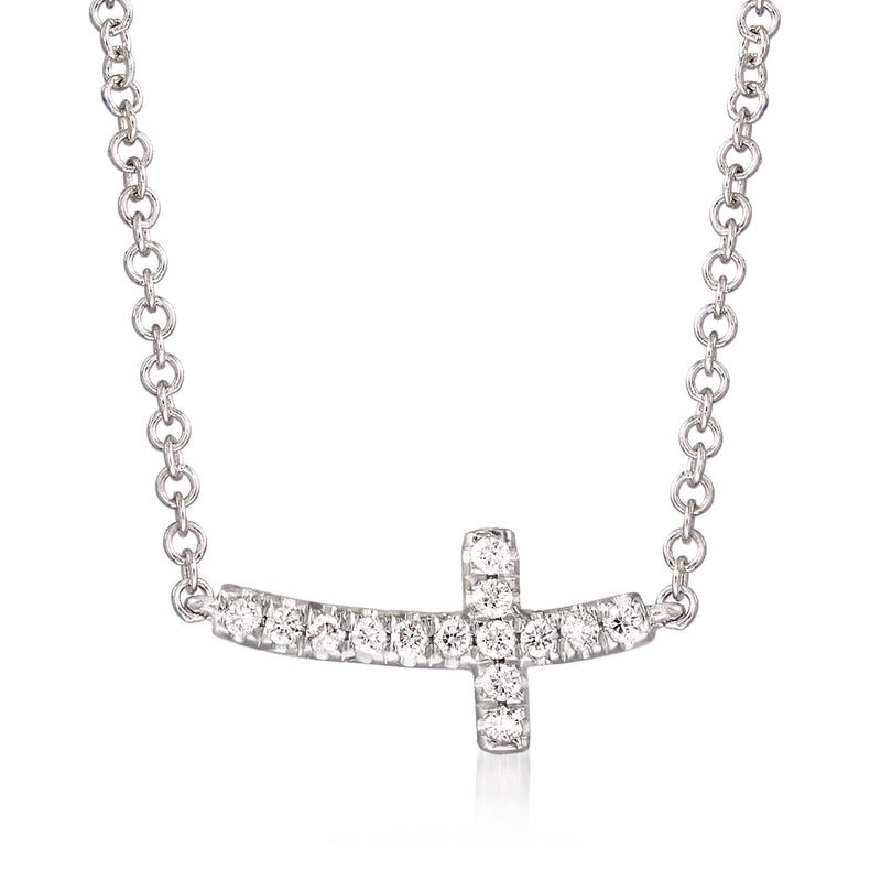 Gabriel & Co. diamond sideways cross necklace in 14kt white gold
