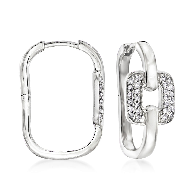 Diamond interlocking hoop earrings in sterling silver