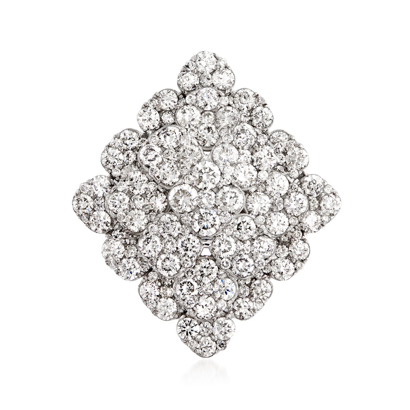 Cluster diamond ring with round stones, 14kt white gold band and halo setting