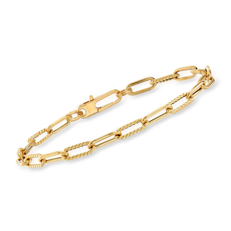 Roberto Coin 18kt yellow gold roped paper clip link bracelet with clasp