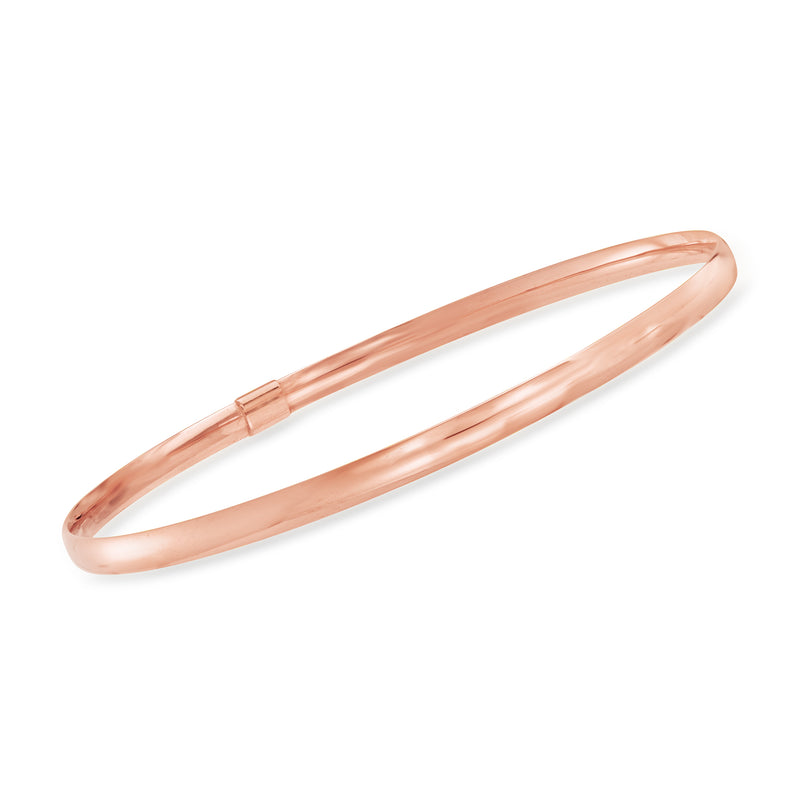 Polished Italian 14kt rose gold bangle bracelet, oval cuff