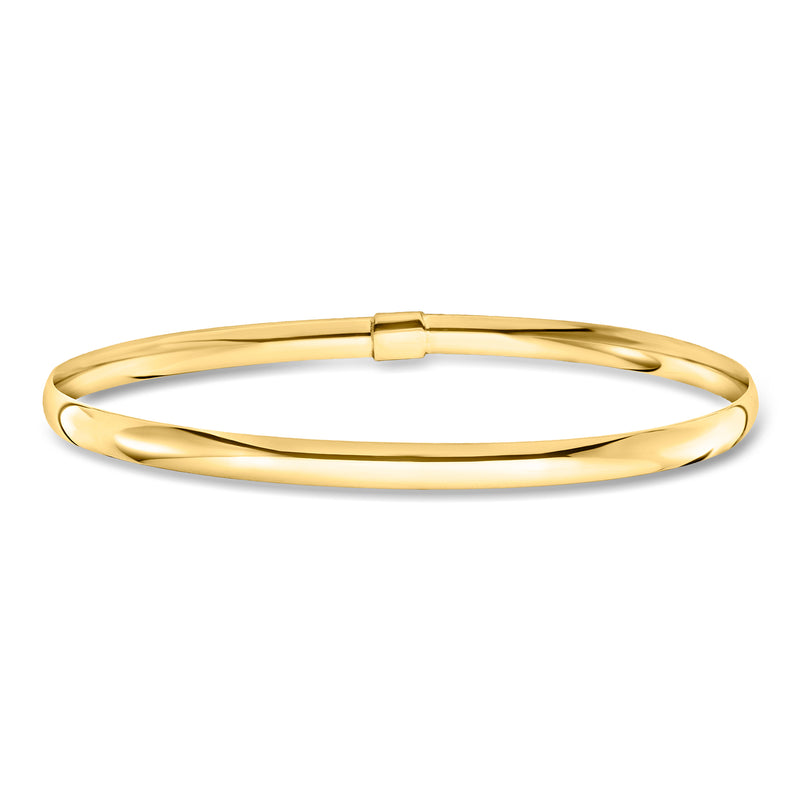 14kt yellow gold bangle bracelet with smooth hinged clasp