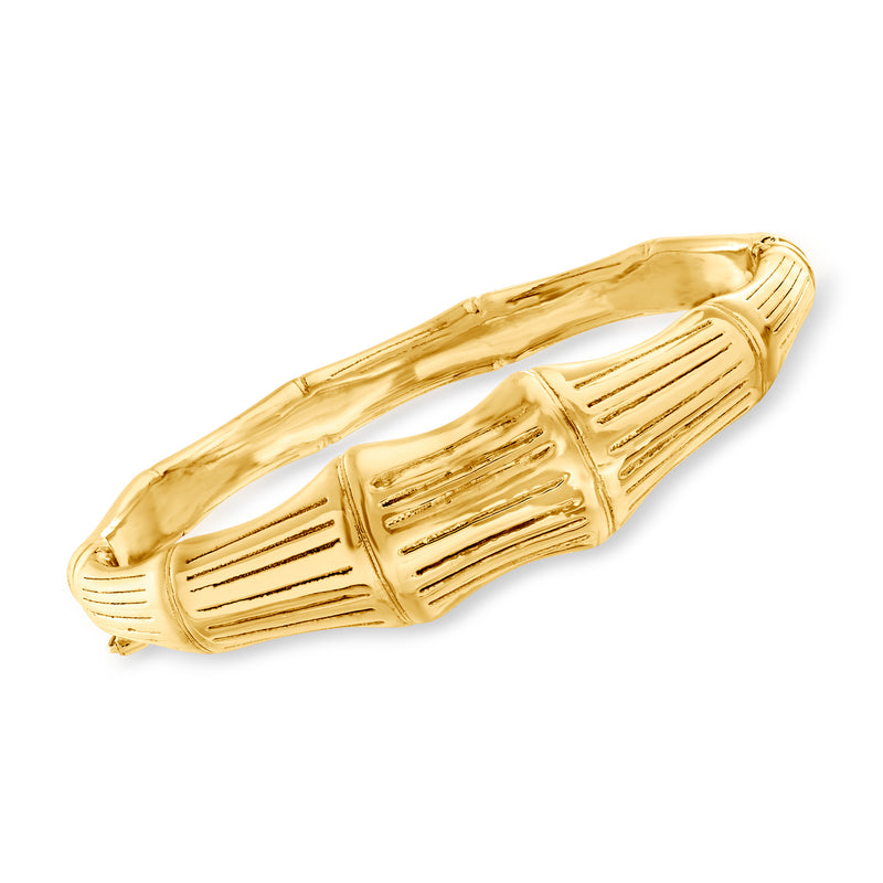 18kt gold over sterling bamboo bangle bracelet, gold-tone carved bamboo design