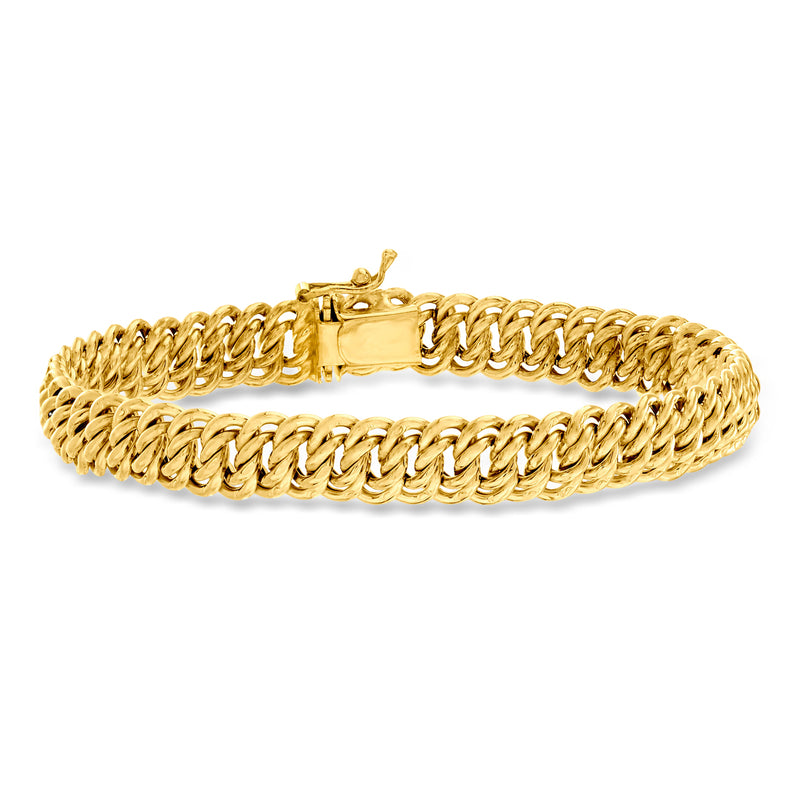 14kt yellow gold chain-link bracelet with rectangular clasp