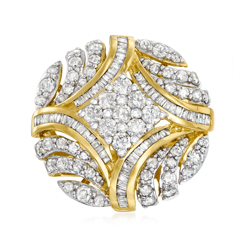 18kt gold over sterling diamond circle ring with round stones and gold lattice design