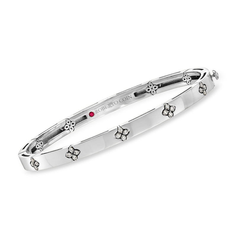 Roberto Coin 18kt white gold diamond bracelet with four-leaf clover motifs