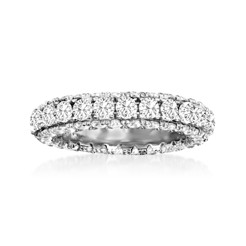Sterling silver eternity band with round CZ stones, channel-set across the top
