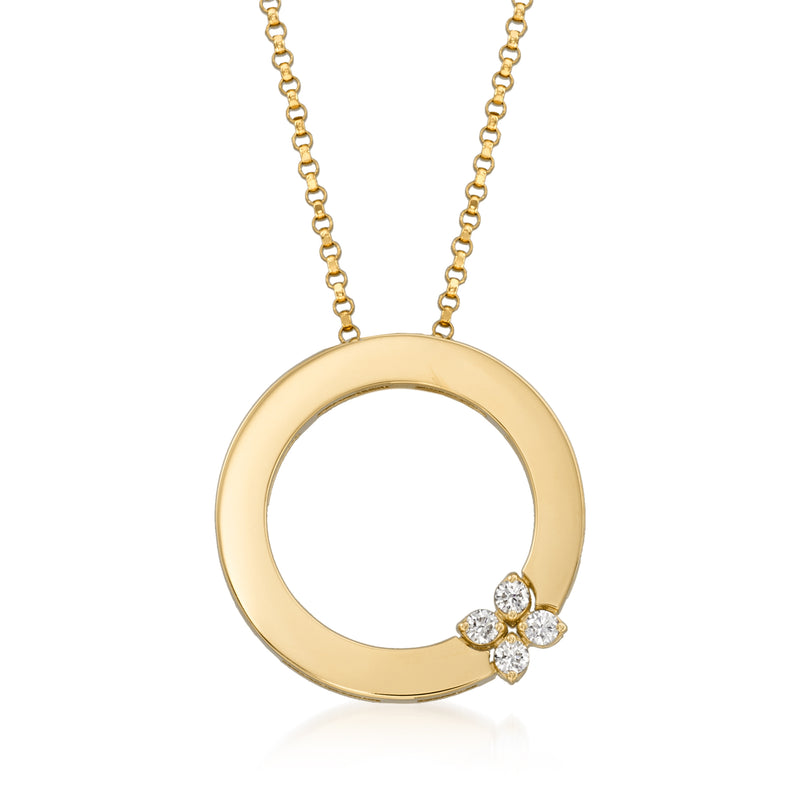 Roberto Coin 18kt yellow gold circle necklace with three diamond accents